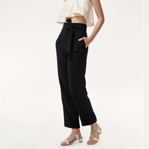 Wilfred Pants - Aritzia Wilfred | Feuille Black Paperbag Belt Pants